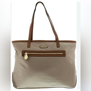 Michael Kors Kempton Purse Brown Nylon & Faux Leather Trim  Shoulder Bag Tote